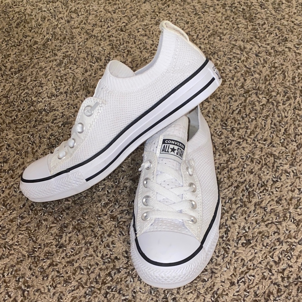 Converse Chuck Taylor All Star Shoreline Knit White Slip-On Sneakers - Picture 7 of 8